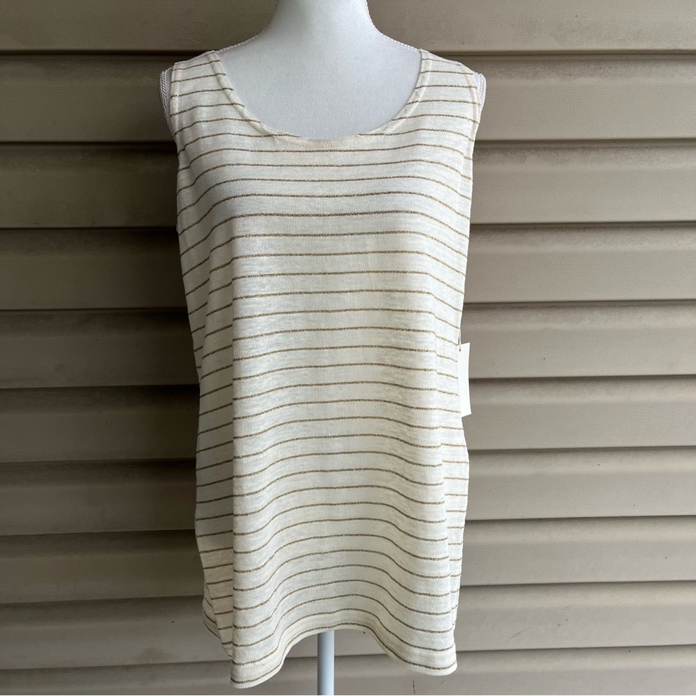•Dorothy Schoelen Platinum• NWT Sleeveless Linen Blend Top - Size Large